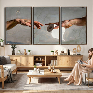 Funny Bathroom Wall Art Canvas, Creation of Toilet Paper
