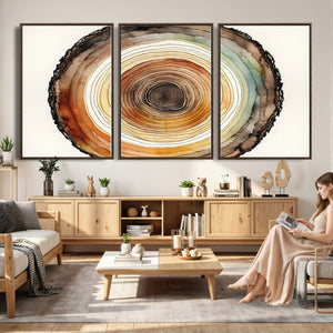 Natural Wood Slice Wall Art Canvas Print, Tree Ring Wall