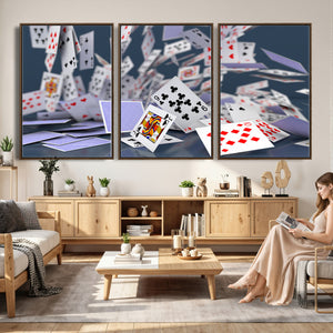 Playing Cards Canvas Wall Art | Casino Game Room Decor,