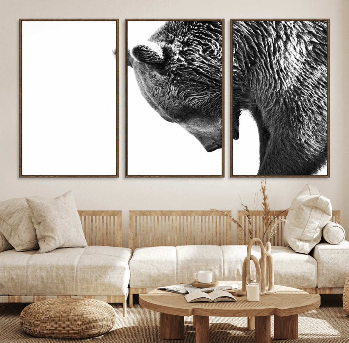Black and White Grizzly 399 Bear Canvas Print Wall Art |
