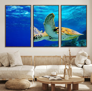 Sea Turtle Wall Art Canvas Print, Sea life in the Ocean Wall
