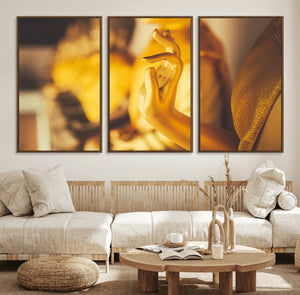 Gold Buddha Statue Hands Wall Art Canvas Print