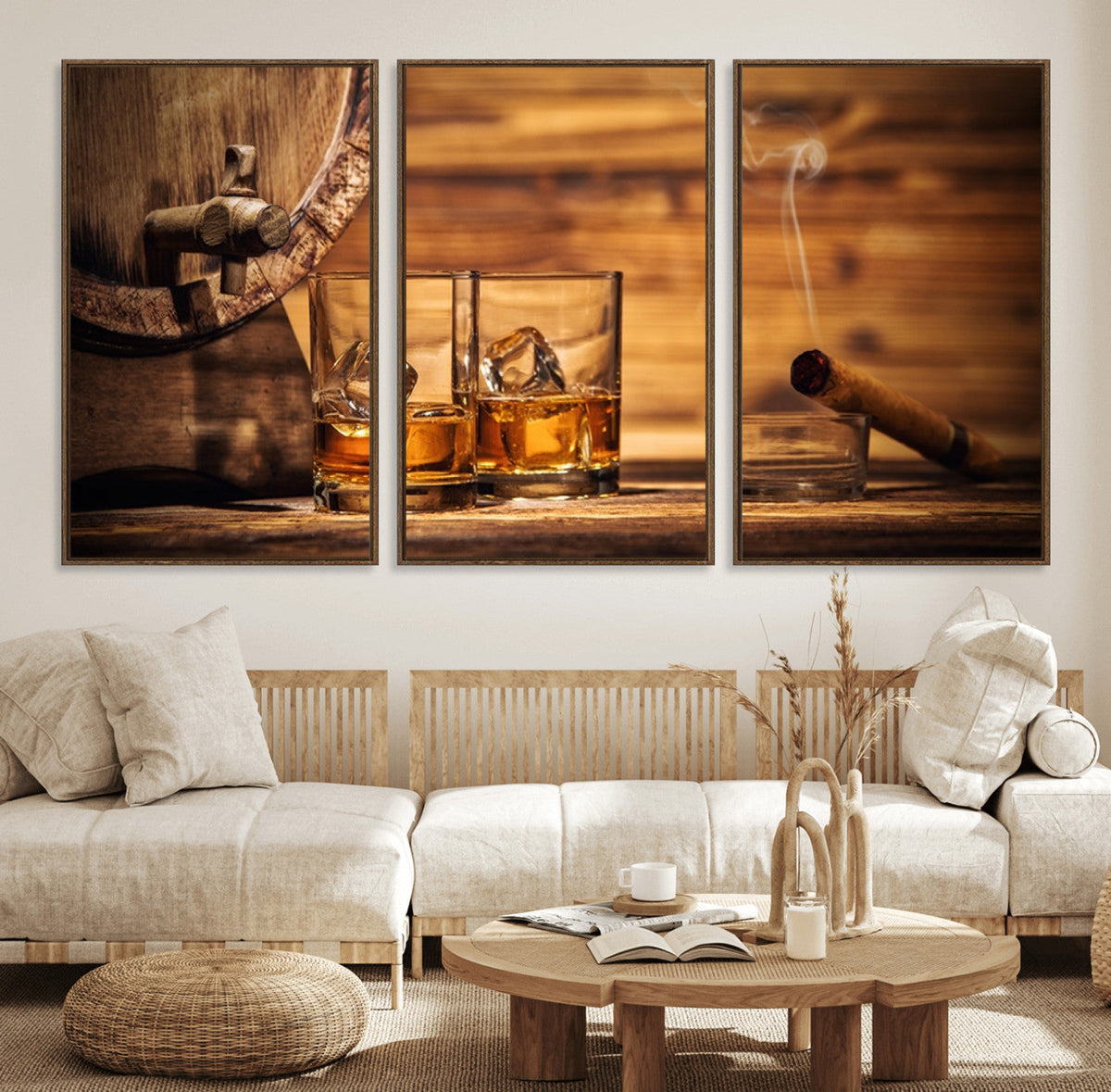 Rustic Whiskey and Barrel Canvas Print