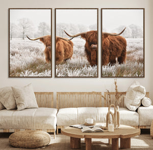 Longhorn Cattle Wall Art Canvas Print, Framed Farmhouse