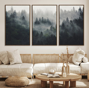 Nature Wall Decor - Serene Triptych Nature Print – Woodland