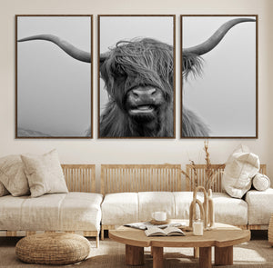 Texas Cow Wall Art Canvas, Texas Longhorn Cattle Canvas