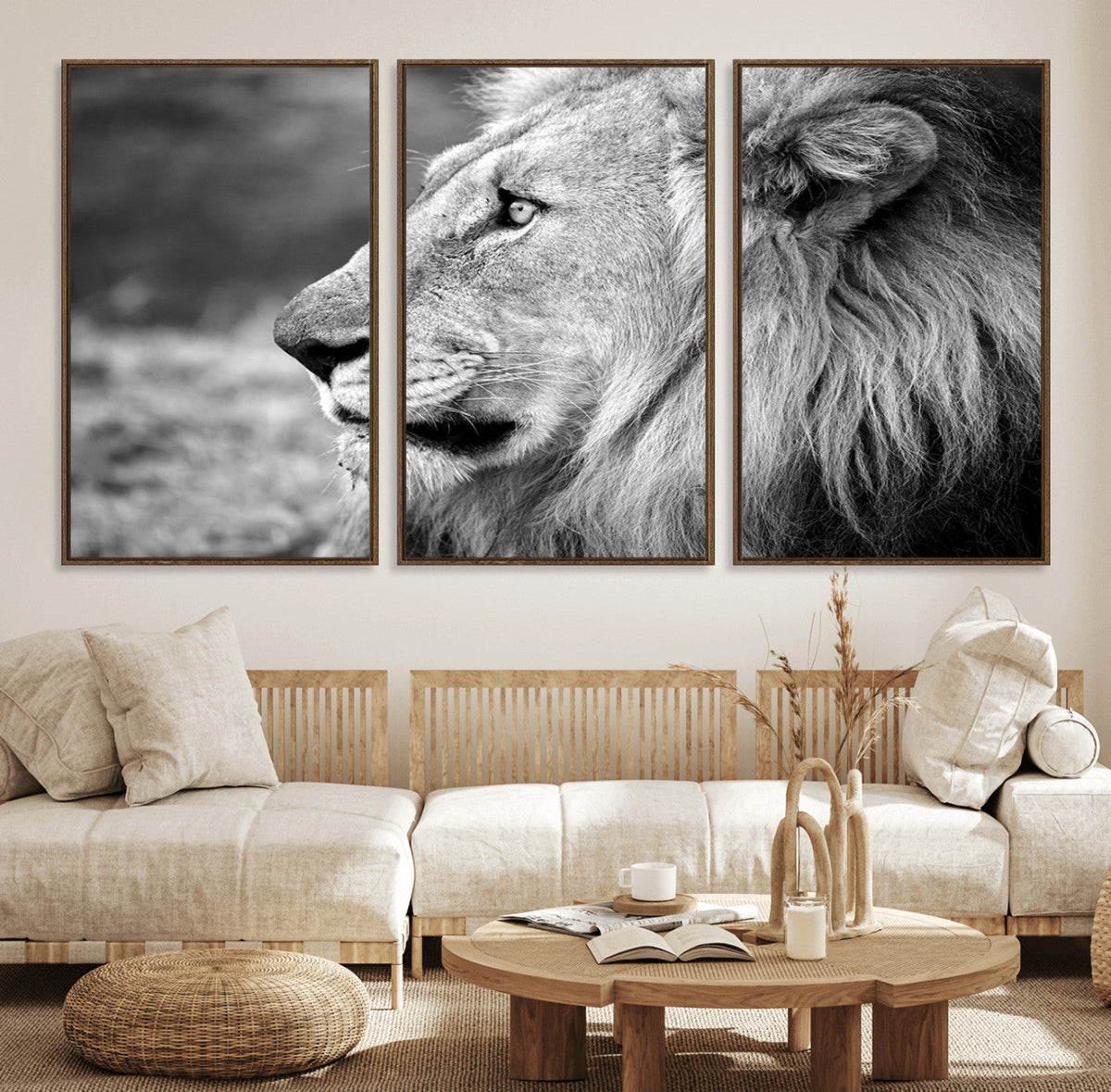 Lion Wall Art Canvas Print – Framed Majestic Wildlife