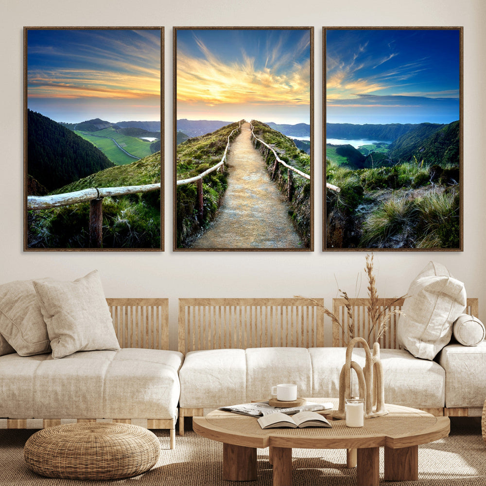 Mountain and Sunset Wall Art Canvas Print