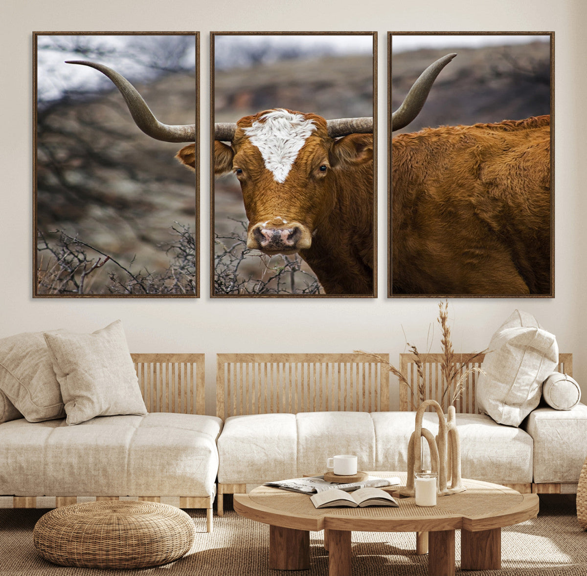 Texas Longhorn Canvas Wall Art - Longhorn Steer Canvas Wall