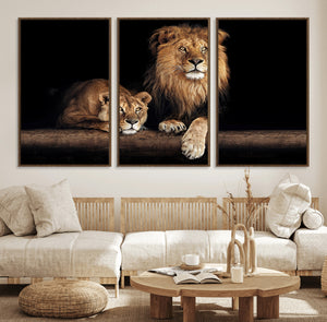 Lion Canvas Wall Art – Majestic Animal Print Artwork for