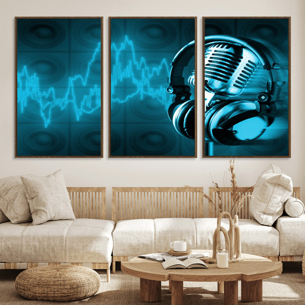 Music and Microphone Wall Art Canvas Print