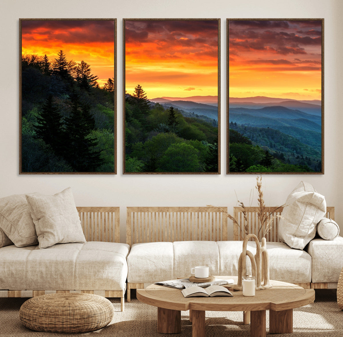 Forest Landscape Wall Art Sunset Canvas, Forest Sunset