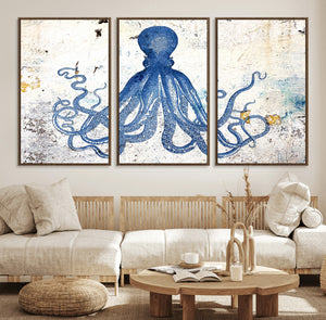 Octopus Canvas Wall Art | Coastal Marine Life Artwork for