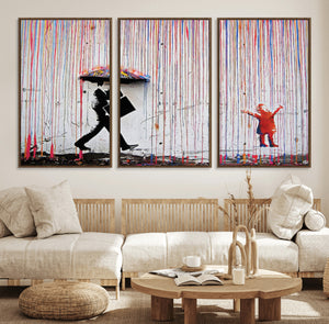 Banksy Wall Art Canvas Print, Framed Graffiti Art Picture