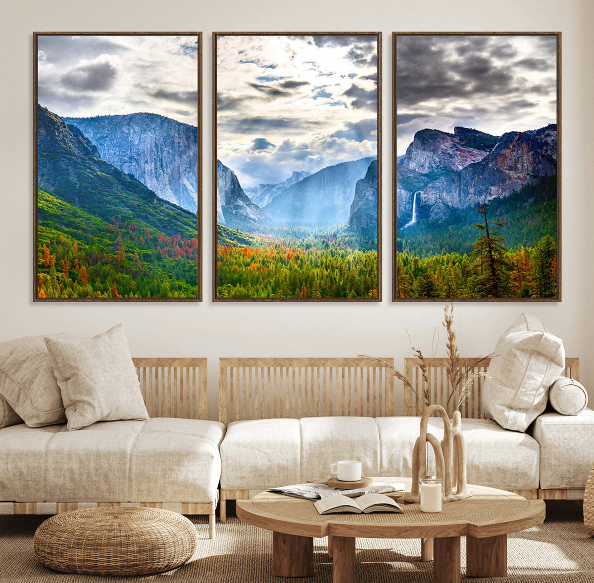 Yosemite Park Half Dome 3 Panel Canvas Print | Large Giclée