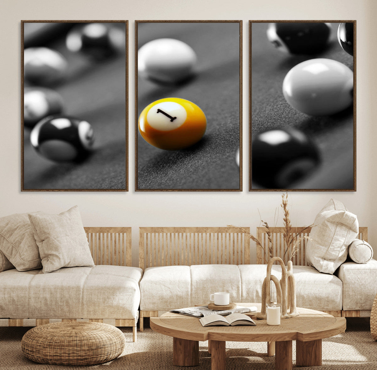 Wall Art Pool Table and Balls Canvas Print