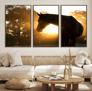 Horse at Sunset Wall Art Animal Canvas Print