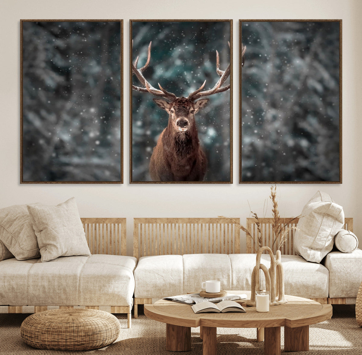 Wall Art Deer Art Animal Canvas, Framed Wall Art Deer Canvas