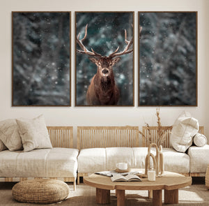 Wall Art Deer Art Animal Canvas, Framed Wall Art Deer Canvas