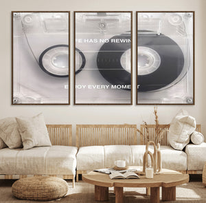 Vintage Cassette Tape Canvas Wall Art - Inspirational 'Life