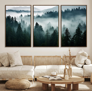 Captivating Misty Forest Wall Art Canvas, Premium Canvas
