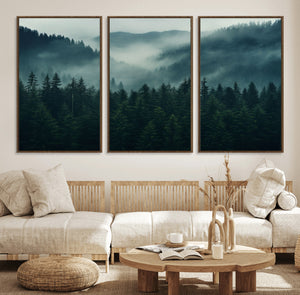 Captivating Misty Forest Wall Art Premium Canvas Print,