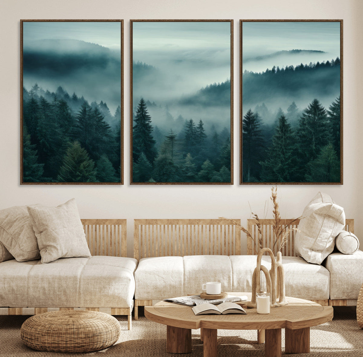 Captivating Misty Foggy Forest Wall Art Premium Canvas Print