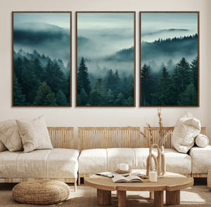 Captivating Misty Foggy Forest Wall Art Premium Canvas Print
