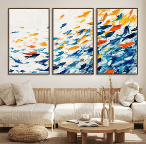 Abstract Fish Shoal Wall Art Canvas Print, Colorful Fish
