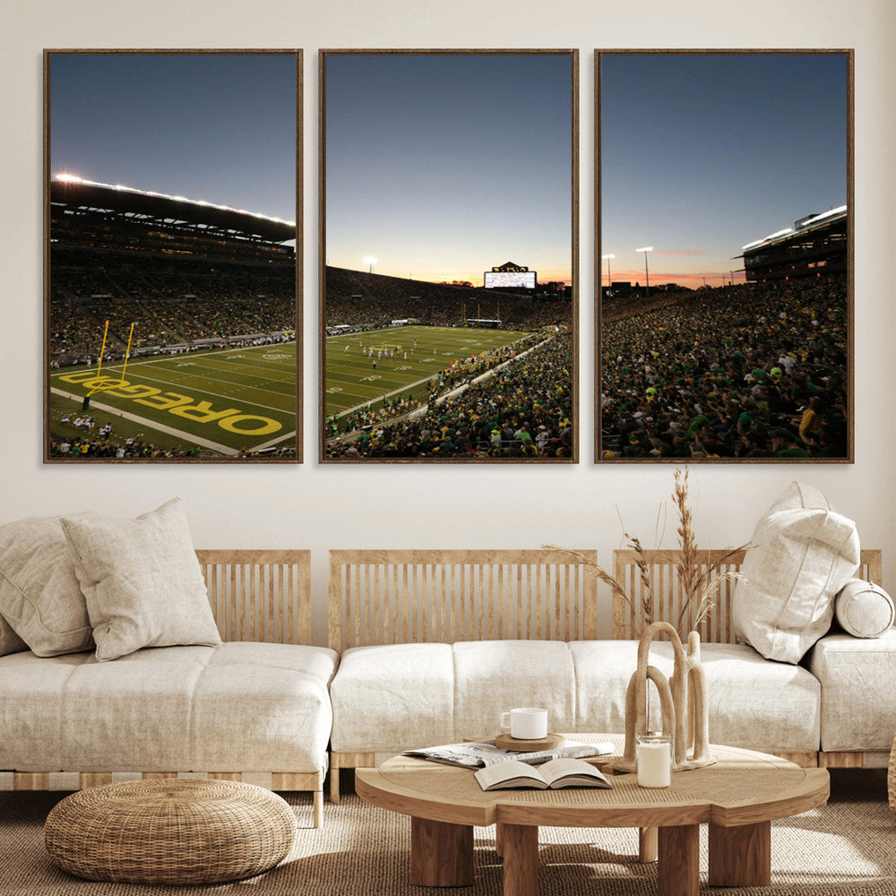 Oregon Ducks Football Team Print - Eugene Autzen Stadium