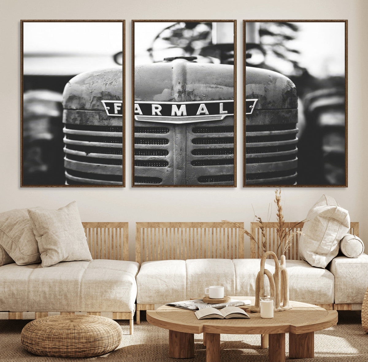 Vintage Farmall Tractor Wall Art Canvas Print, Rustic
