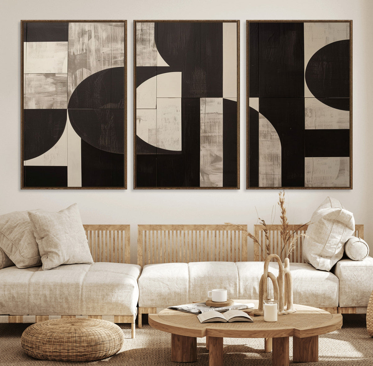 Abstract Brown Wabi Sabi Canvas Print Set – Minimalist
