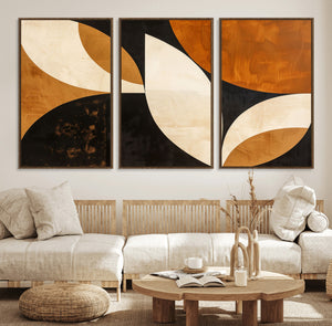 Geometric Abstract Wall Art Canvas Print, Mid Century Modern