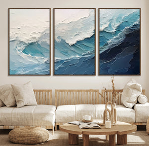Ocean Wave Canvas Wall Art Print – Coastal Living Room Large