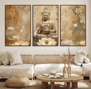 Buddha Wall Art Canvas Print, Buddha Meditation Room Decor,