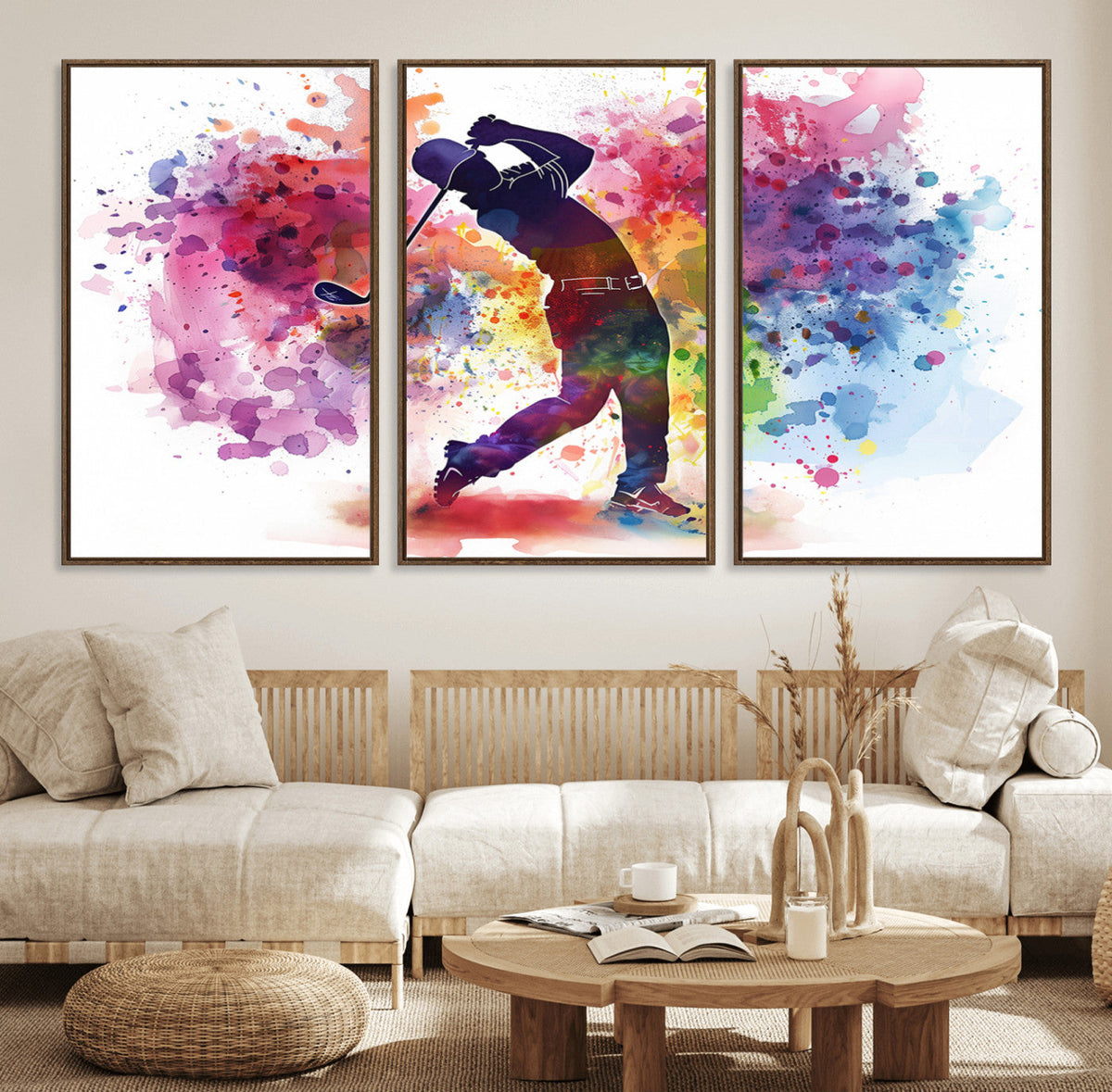 Colorful Golfer Swing Wall Art Canvas Print - Ready to Hang,