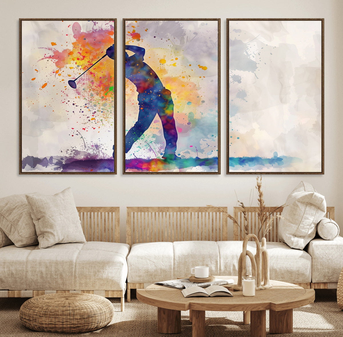 Watercolor Golf Swing Wall Art Canvas Print | Vibrant