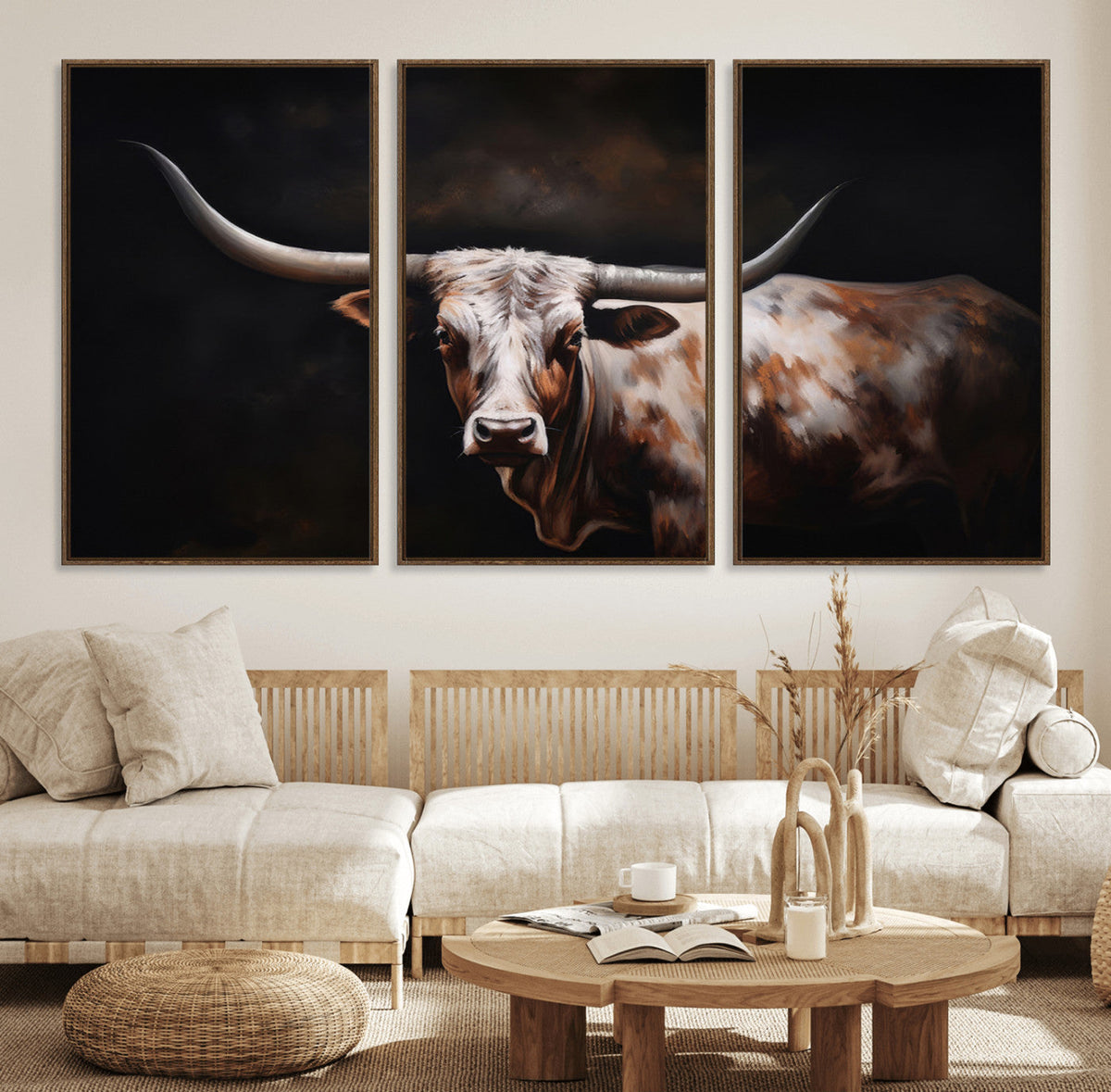 Texas Longhorn Wall Art Canvas Print | Western Ranch Decor |
