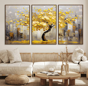Golden Tree Canvas Print | Abstract Wall Art for Modern
