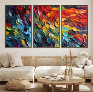 Vibrant Abstract Leaf Wall Art Canvas Print | Bold Colorful