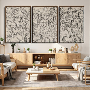 Abstract Horse Sketch Wall Art | Ready to Hang and Framed |