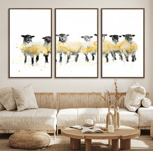 Farmhouse Wall Art Sheep Print | Ready to Hang Framed Canvas