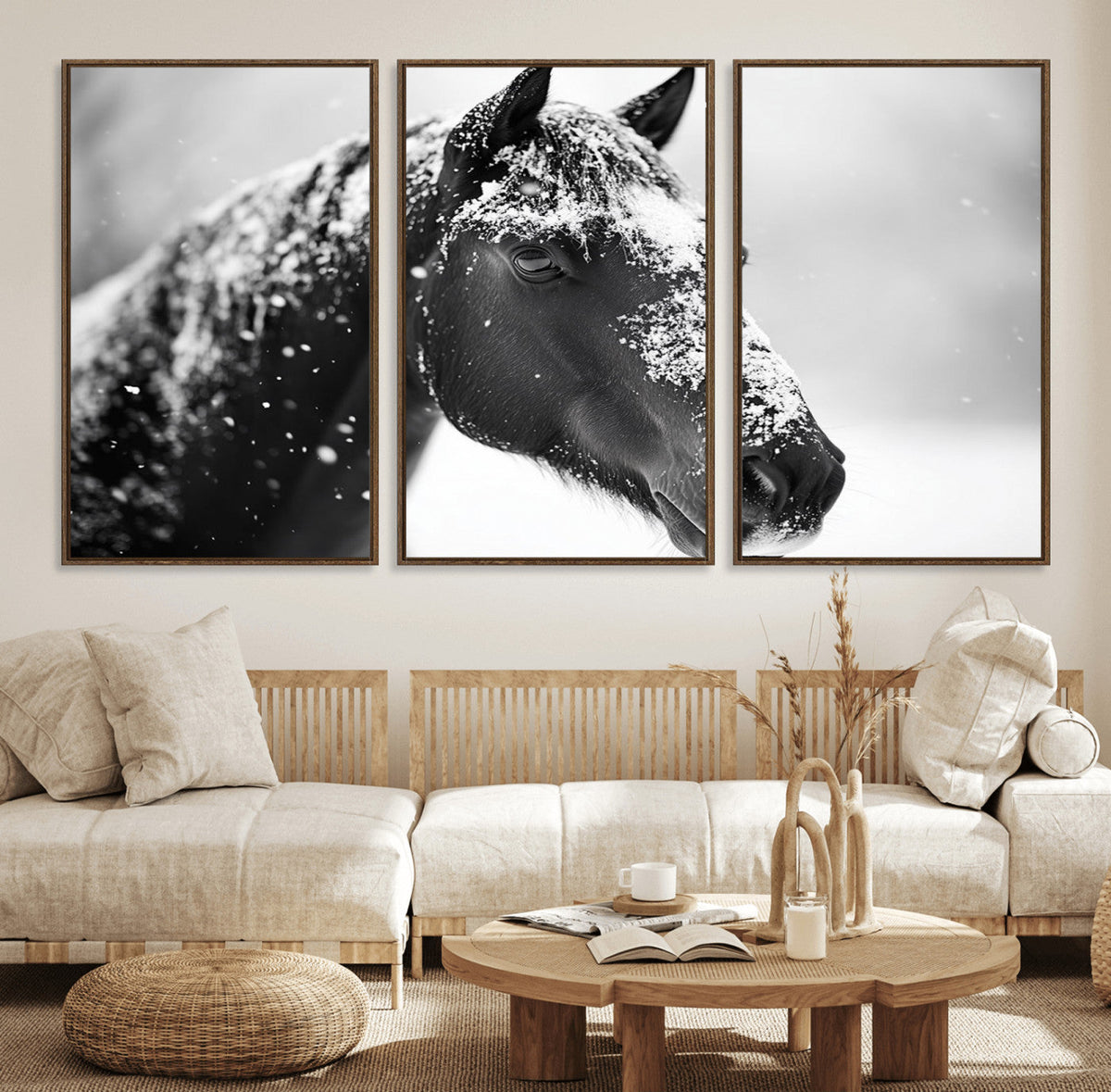 Horse Canvas Print - Winter Horse Snow Wall Art Canvas Print