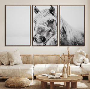 White Horse Wall Art | Ready to Hang and Framed | Winter