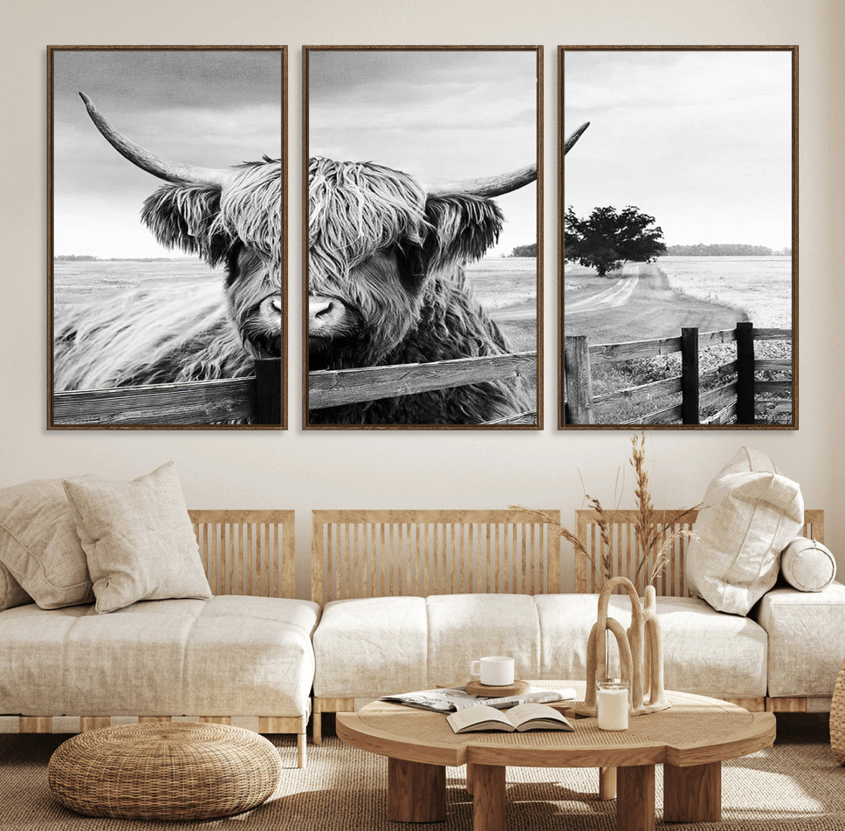 Scottish Highland Cow Wall Art | Rustic Farmhouse Décor |