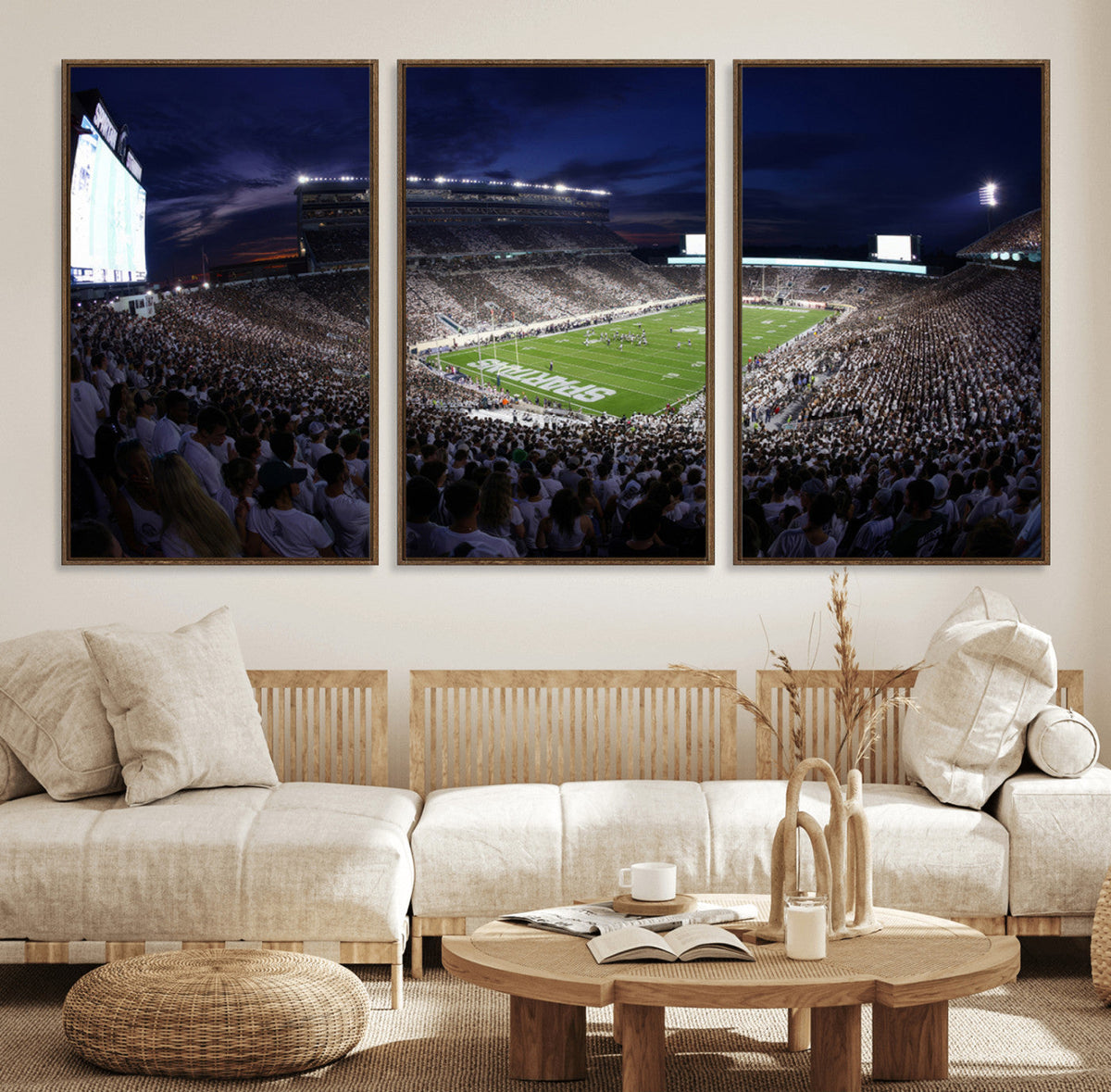 Michigan State Spartans Canvas, Framed Football Team Print -