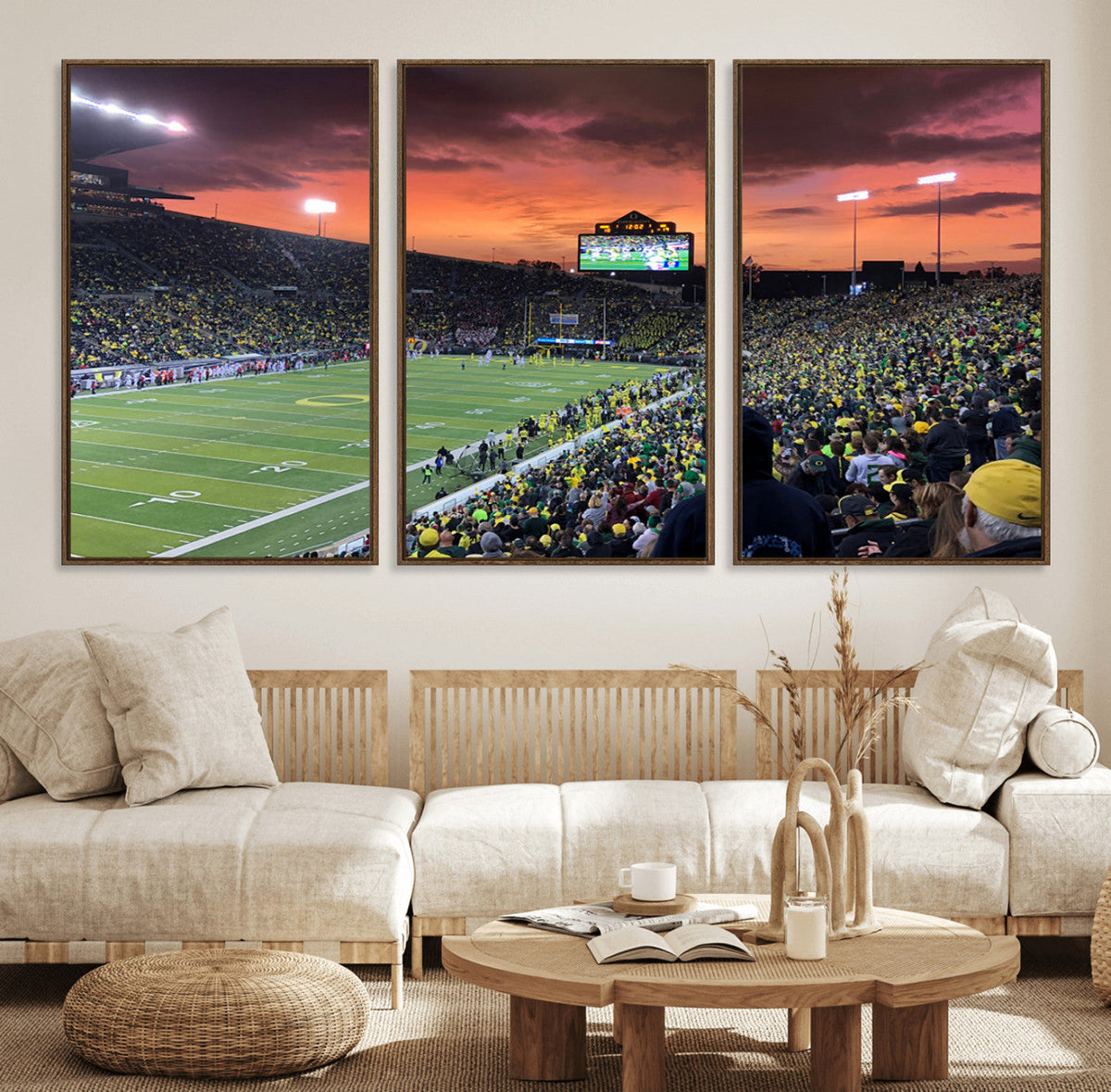 Eugene Autzen Stadium Canvas Wall Art Print – Sunset Over