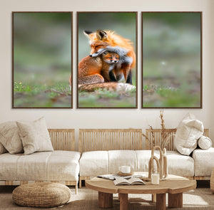 Heartwarming Fox and Baby Cub Wall Art | Ready to Hang