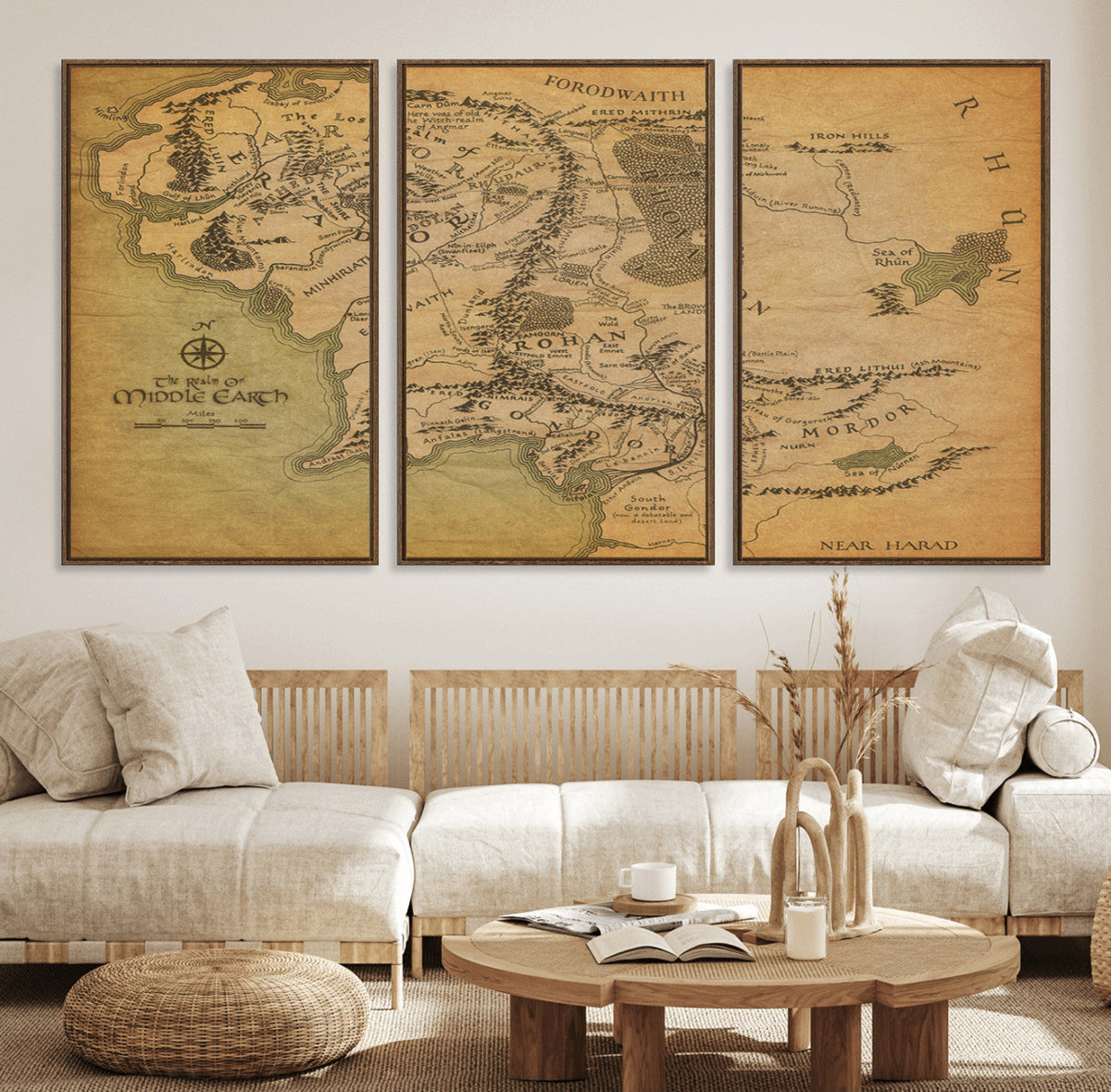 Middle Earth Map Canvas Wall Art – Vintage Fantasy Map