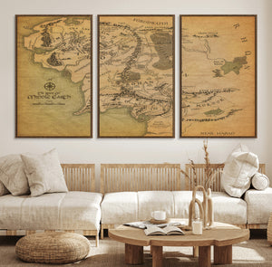 Middle Earth Map Canvas Wall Art – Vintage Fantasy Map